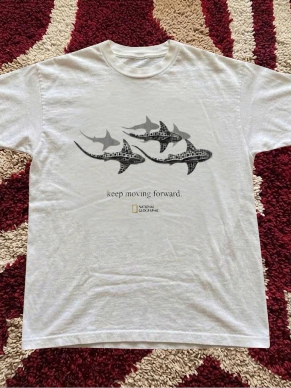 National Geographic White Tee with Gray and Black Whale Shark Graphic
